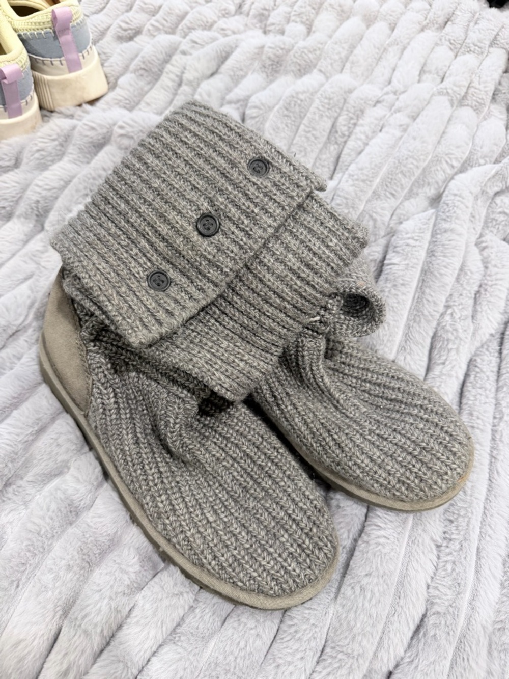 UGG Gray Knit Fold-Over Winter Boots